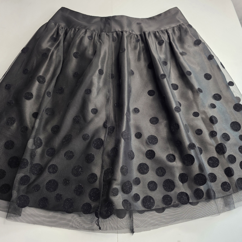 Adrianna Papell Evening Essentials Black Sheer Polka Dot A-Line Skirt Ce-2681 - Picture 2 of 9